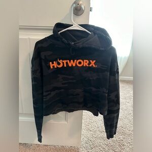 HOTWORX black camo cropped hoodie